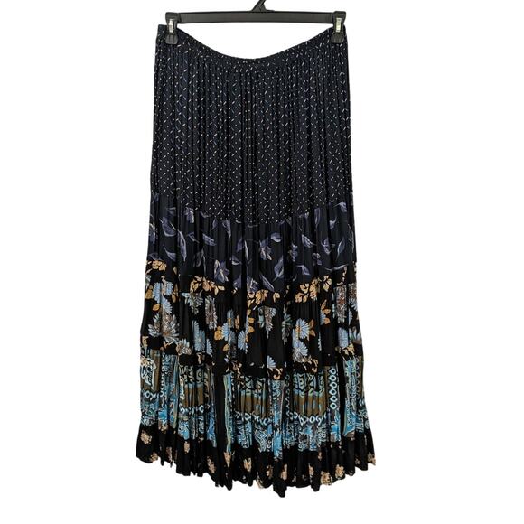 Vintage 1970's Anna Konya Floral Pleated Six Tier Maxi Skirt - Picture 1 of 5